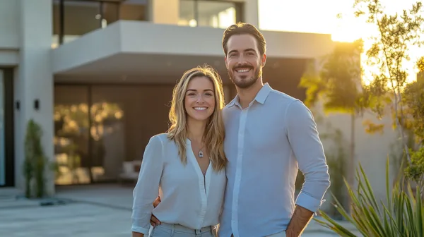 Luxury new home exterior reveal for LA custom builder article