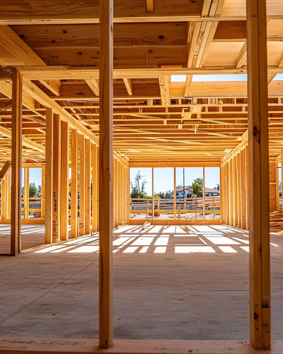 Construction crew framing a custom home in Los Angeles