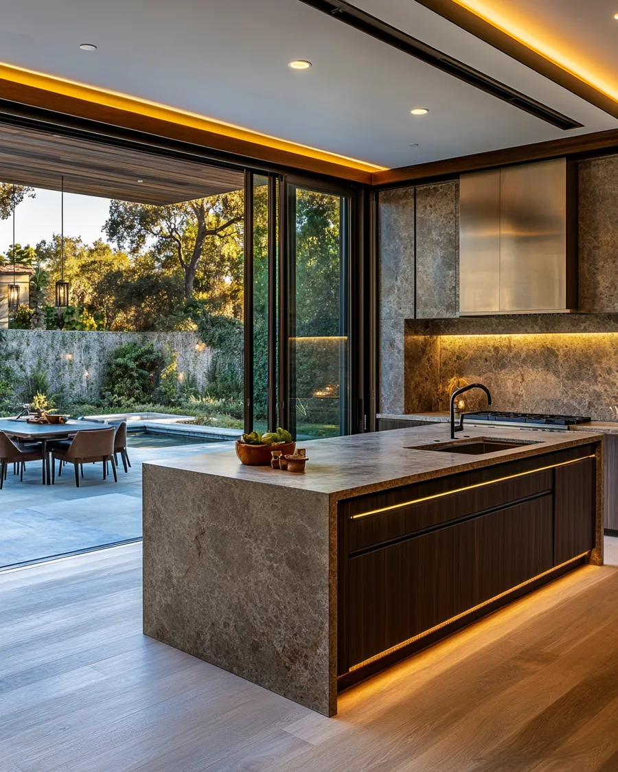 Expansive kitchen from a Northeast LA home addition